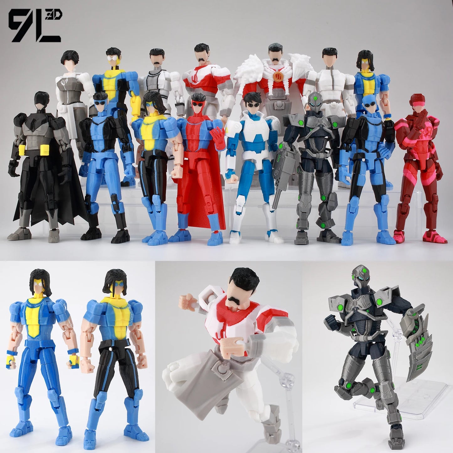 9L 3D Printed Invincible Tech Jacker T13 Lucky13 Action Figure – Multi-Jointed Motorcycle Collectible Model Toy Titan13