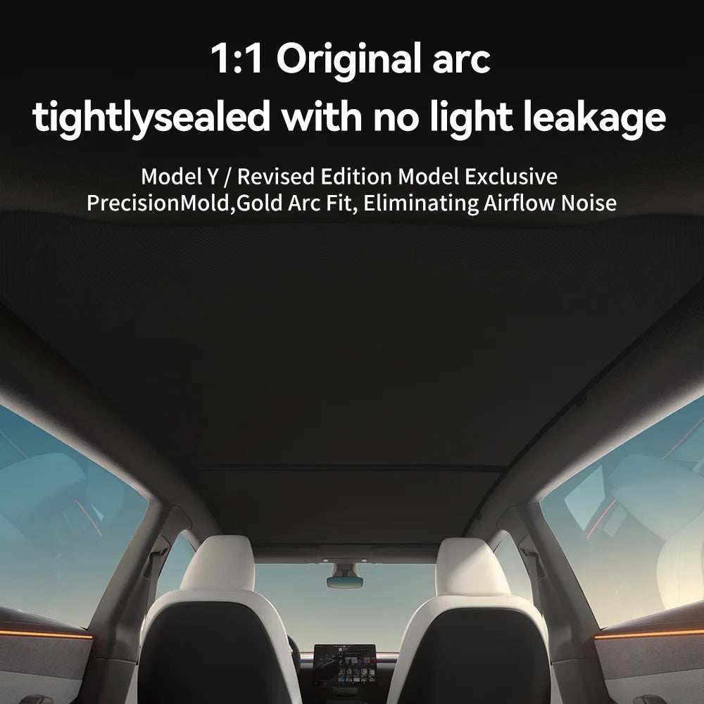YZ Tesla Model 3/Y Highland Sunshade (2025–2026) – Graphene Honeycomb Black Roof Sun Shade for Front, Rear & Sunroof Glass Protection