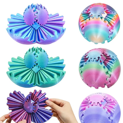 3D Printed Gear Ball Fidget Toy - Spinning Stress Relief Desk Toy for Kids & Adults