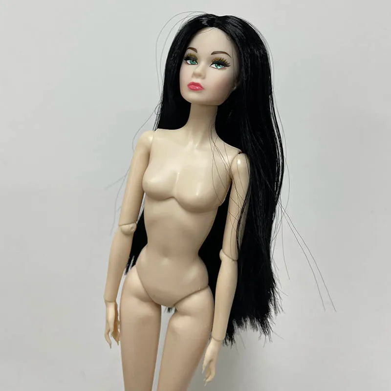 32cm Star FR Supermodel Doll — 1/6 Nude Fashion Doll with Trend Makeup, Curly & Straight Hair, White/Black/Wheat Skin DIY Dress-Up Toy