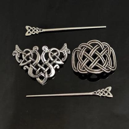 Viking Celtic Love Hair Clips - Retro Norwegian-Style Party Hair Accessories and Valentine’s Day Gifts
