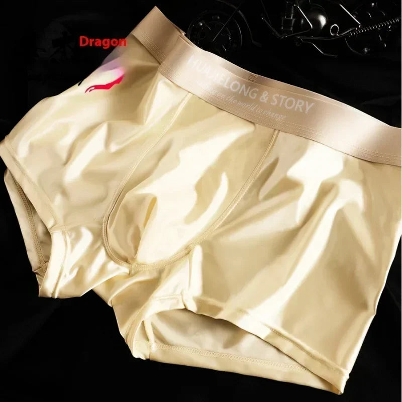 Men’s Ice Silk Boxer Shorts – Breathable Satin-Like Mesh Summer Underwear, Skin-Friendly Comfort Fit (1–3 Pack)