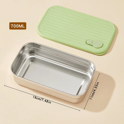 WORTHBUY 304 Stainless Steel Lunch Box with Lid — Portable Leak-Proof Stackable Bento Box for Fruit, Salad, and Food Storage, Ideal for Students