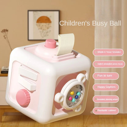 6-in-1 Montessori Sensory Busy Board – Educational Fidget Toy Drawer Cube for Baby Skill Development, Girls & Boys