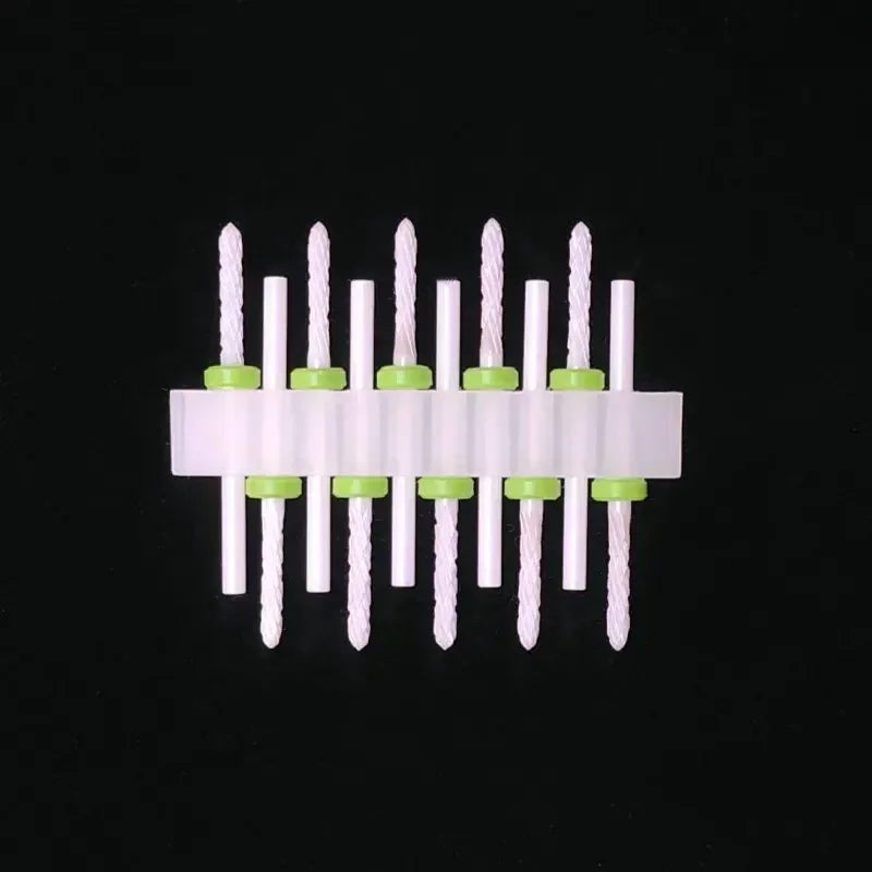 10PCS Ceramic Nail Drill Bits - Rotary Milling Cutters for Gel Polish Removal & Nail Grinding Machine Accessories