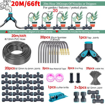 Adjustable Brass Fogging Spray Kit – 3/8" Flexible PE Hose Quick Connect Cooling & Dusting Garden Watering System