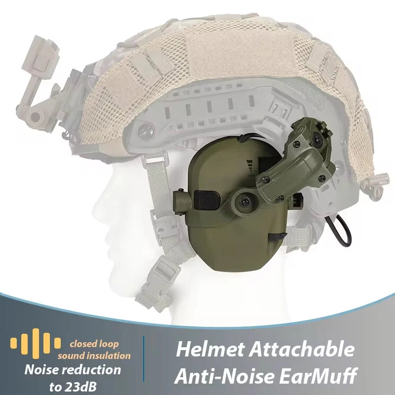 Active Helmet Mounted Earmuffs – Electronic Hearing Protection, Noise Reduction Headphones for Shooting & Hunting