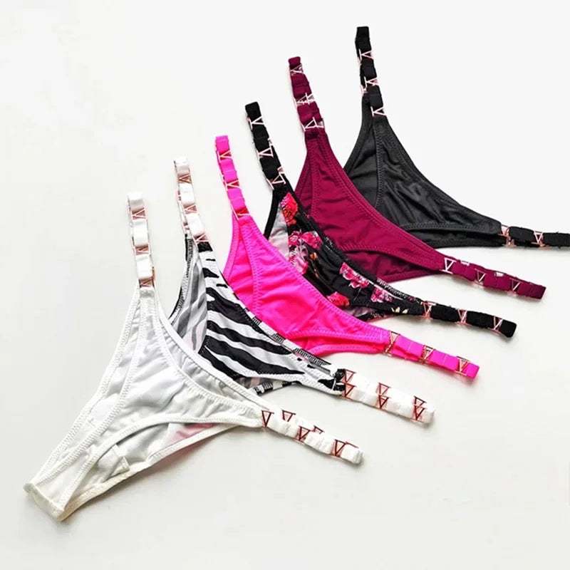 Women’s Sexy V-Shaped Panties – Low Waist Sports Briefs with Metal Decoration Lingerie