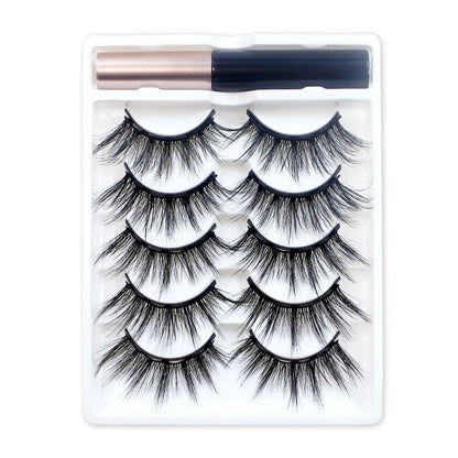 REDSIREN 5 Pairs Magnetic Eyelashes with Eyeliner – Reusable Thick Natural False Lashes