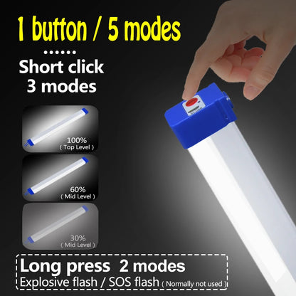 LED Rechargeable USB Lamp Tube – 5V Portable Magnetic Emergency Light for Camping, Outdoor, Vehicle & Night Market Use