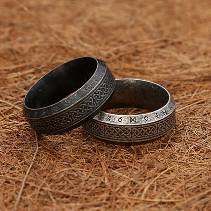 Fashion Vintage Viking Rune Ring – Stainless Steel Nordic Celtic Knot Amulet for Men & Women, Couple Jewelry