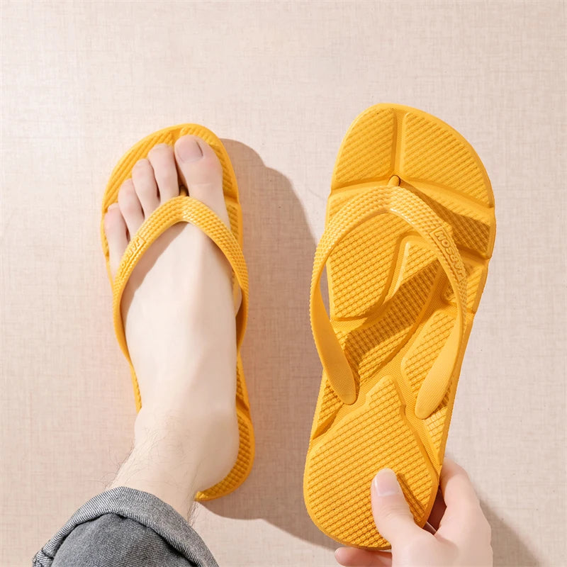 Men’s Black Massage Flip Flops – Big Size 50 Non-Slip Casual Beach Slides, Fashion Comfort Slippers for Outdoor & Home Use