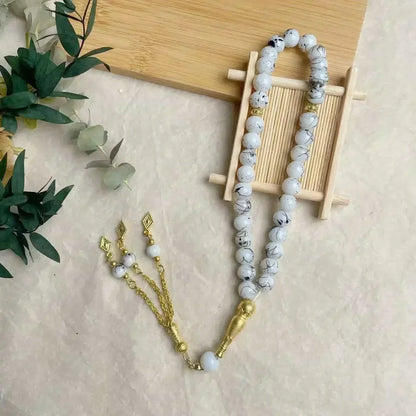 10mm 33pcs Glass Tassel Islamic Rosary Bracelet – Turkish Muslim Tasbih Prayer Beads Jewelry for Women Allah Mohammed Spiritual Gift