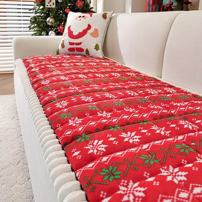 Christmas Sofa Mat Cover – Winter Warm Non-Slip Plush Cushion, Thicken Tatami for Living Room Home Decor
