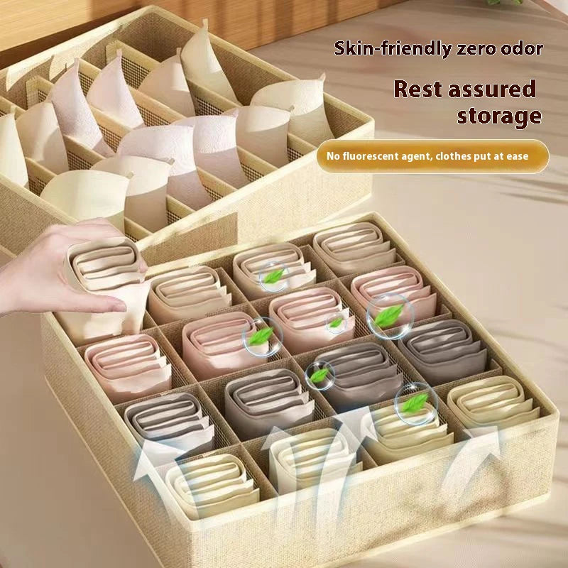 Foldable Underwear Storage Box – Non-Woven Organizer for Panties, Bra, Socks, Clothes Separator for Bedroom Drawers & Wardrobe