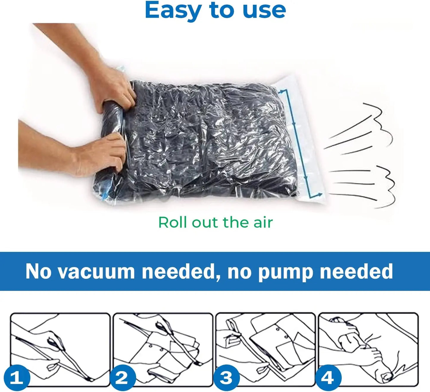 Travel Roll-Up Compression Bags: Space-Saving Luggage Packing Solution for Clothes