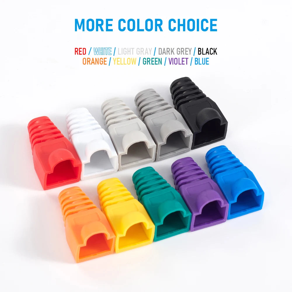 Mixed Color RJ45 Ethernet Cable Boots — Strain Relief Covers for CAT5E/CAT6 Connector Plugs