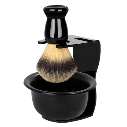 3-in-1 Men’s Shaving Brush Bowl Set – Stainless Steel Durable Shaving Mug with Brush and Soap Dish