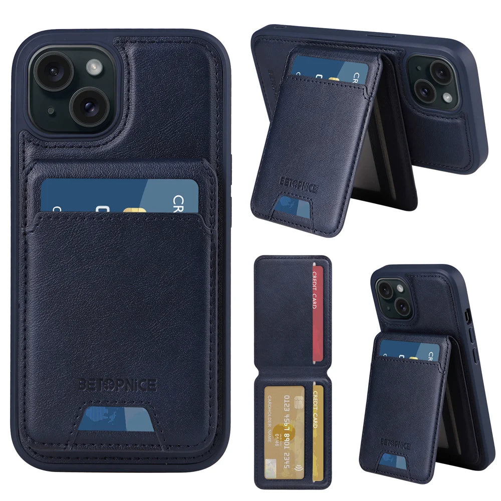 BETOPNICE 2-in-1 Magnetic Leather Wallet Case – Detachable Card Holder for iPhone 11 to 16 Pro Max & 16 Plus