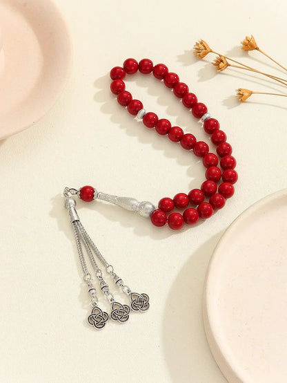 10mm 33pcs Glass Tassel Islamic Rosary Bracelet – Turkish Muslim Tasbih Prayer Beads Jewelry for Women Allah Mohammed Spiritual Gift
