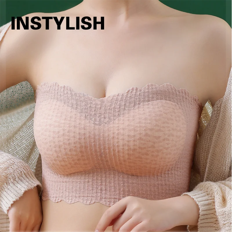 Women’s Seamless Strapless Bralette – Wireless Push-Up Tube Top Bra, Invisible Support Lingerie for Wedding & Everyday Wear