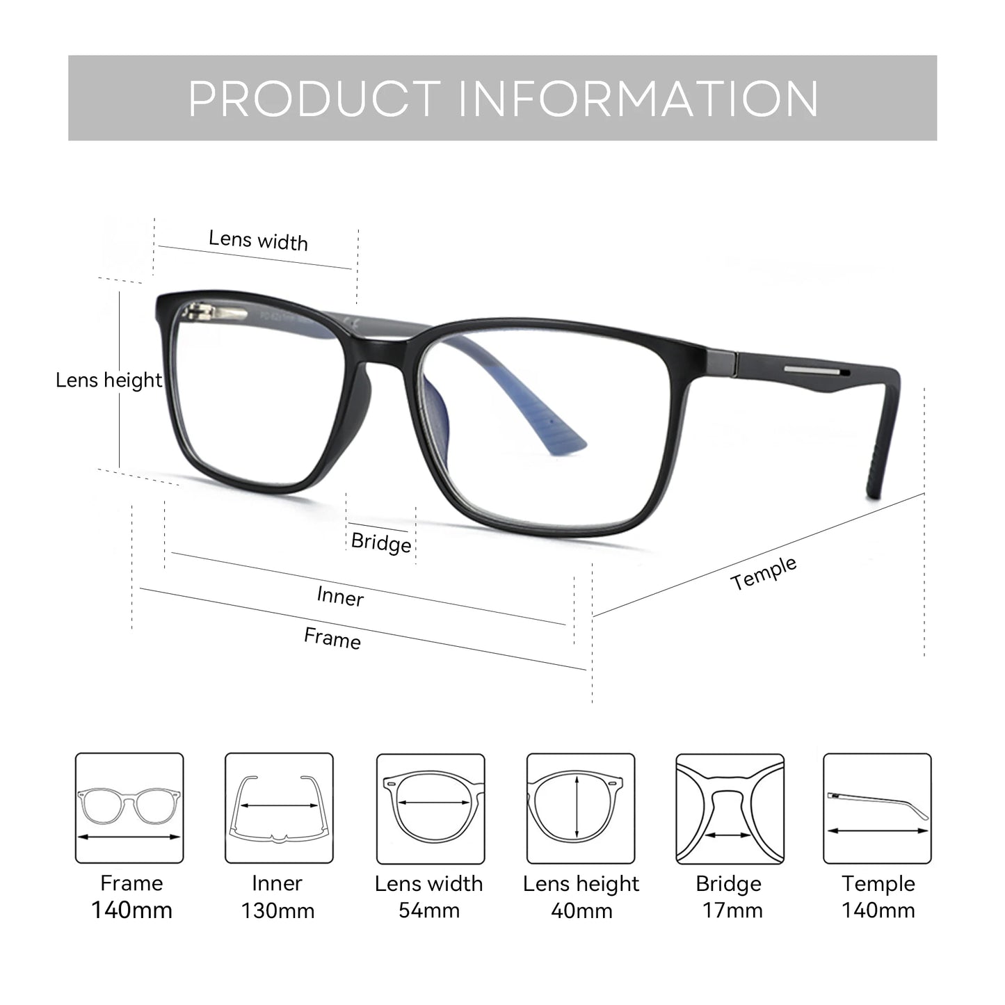 ZENOTTIC Square Prescription Glasses - 2025 Fashion Unisex Anti Blue Light Photochromic Myopia & Hyperopia Eyewear