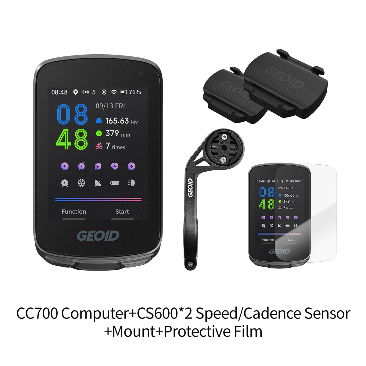 GEOID CC700 GPS Bike Computer - 2.8-Inch Color Screen Cycling Speedometer with Route Navigation, WiFi & Waterproof Design
