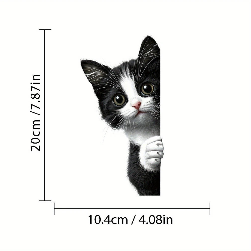 Peeking Cat Car Stickers - Waterproof Cartoon Vinyl Decals for Windows, Motorcycles & Vehicles