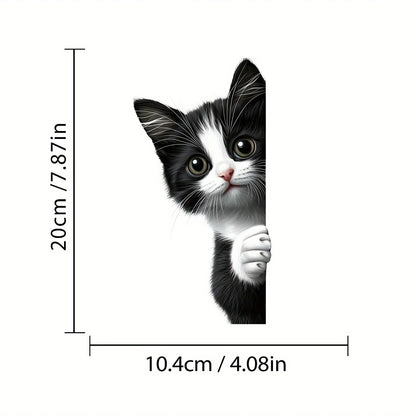Peeking Cat Car Stickers - Waterproof Cartoon Vinyl Decals for Windows, Motorcycles & Vehicles