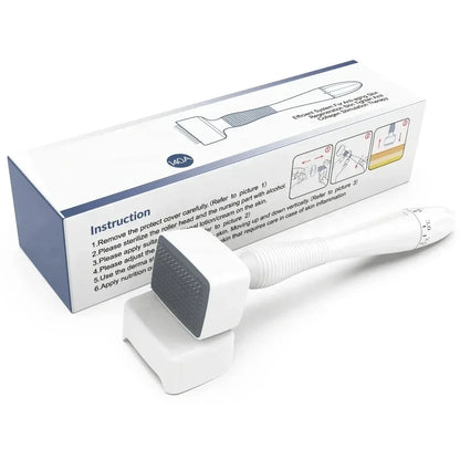 140A Derma Stamp Microneedling Face Roller – Adjustable Titanium Needle for Skincare, Beard Growth & Scalp Hair Treatment