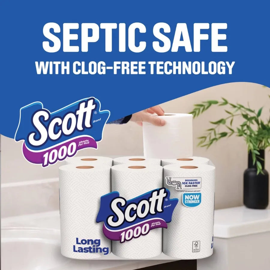 1000-Sheet Septic-Safe 1-Ply Toilet Paper - 4-Roll Value Pack