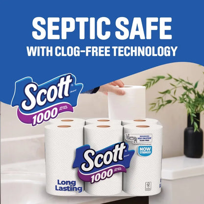 1000-Sheet Septic-Safe 1-Ply Toilet Paper - 4-Roll Value Pack