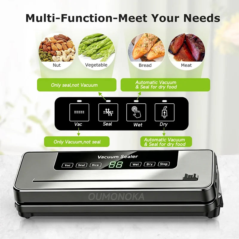 Portable Vacuum Sealer for Food Storage – Kitchen Gadget Air Compressor Plastic Bag Sealer Vacuum Packaging Machine for Home Use
