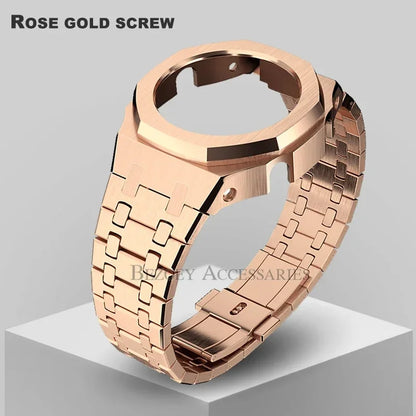 GEN4 Casioak GA2100 Mod Kit – Stainless Steel Case, Bezel, and Rubber Strap Replacement for G-SHOCK GA2100/GA2110