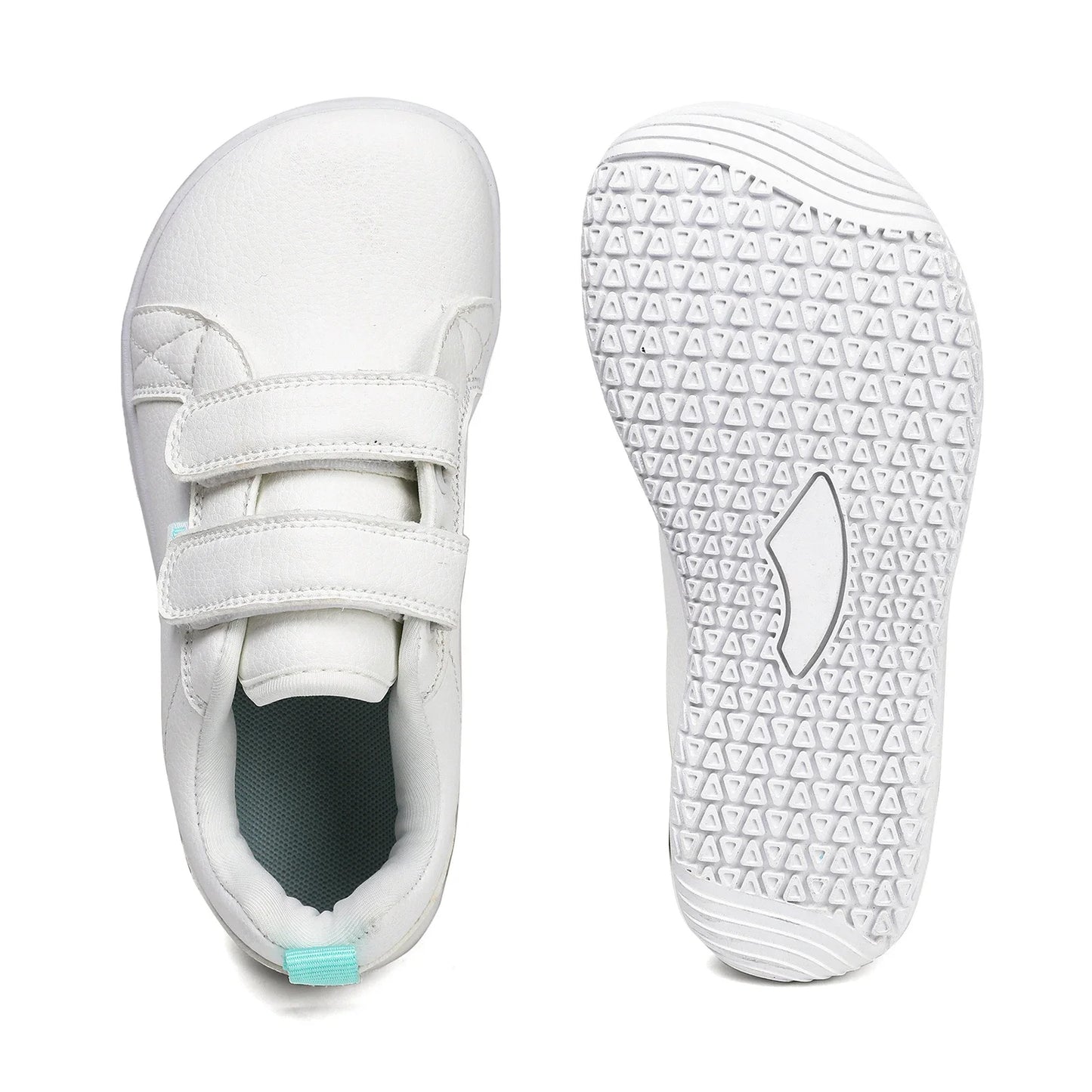 Kids Barefoot Shoes – Wide Toe Minimalist Sneakers for Boys & Girls, Lightweight Artificial Leather Walking Flats with Hook & Loop Closure