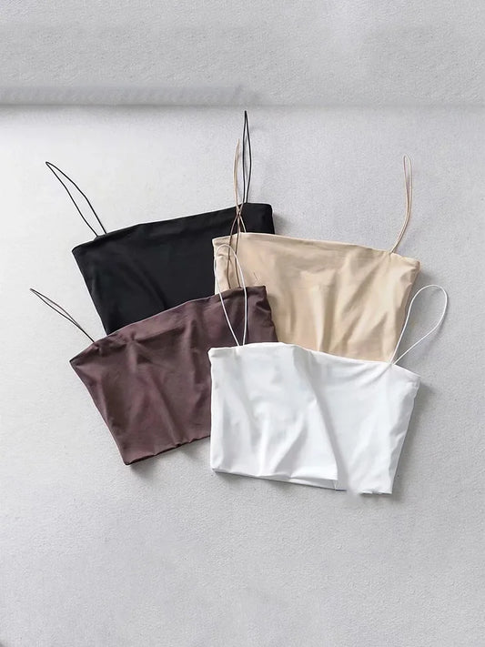 Women’s Summer Crop Tank Top — Sleeveless Elastic Cotton Camisole