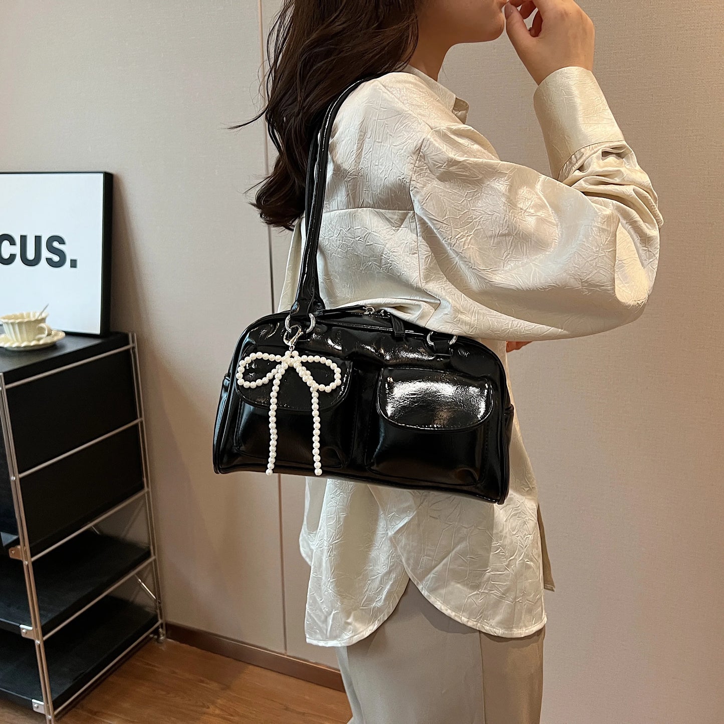 Fashionable Underarm Bow Pillow Bag for Women – 2024 Korean Edition Simple Trendy Shoulder Bag