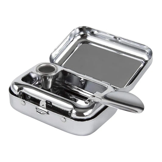 Mini Portable Metal Cigarette Ashtray with Lockable Lid - Fashion Desktop Ash Case - Pocket Ashtray Gift for Men