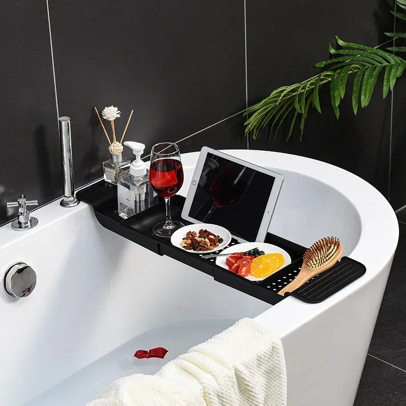 Multi-Function Retractable Bathtub Storage Rack – Bath Tray Shelf for Towels, Kitchen Sink & Drain Holder