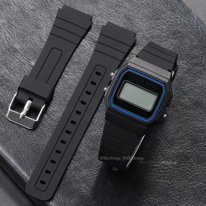 18mm Silicone Rubber Watch Strap for Casio - Soft Black Replacement Band for W800H, A158, A168, AE-1200, AE-1300, SGW-400, F91W, F84, F105W and F108W