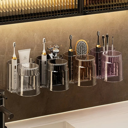 2PCS Wall-Mounted Toothbrush Holder Set – Includes Mouthwash Cup & Bathroom Storage Rack, Bathroom Accessories Organizer