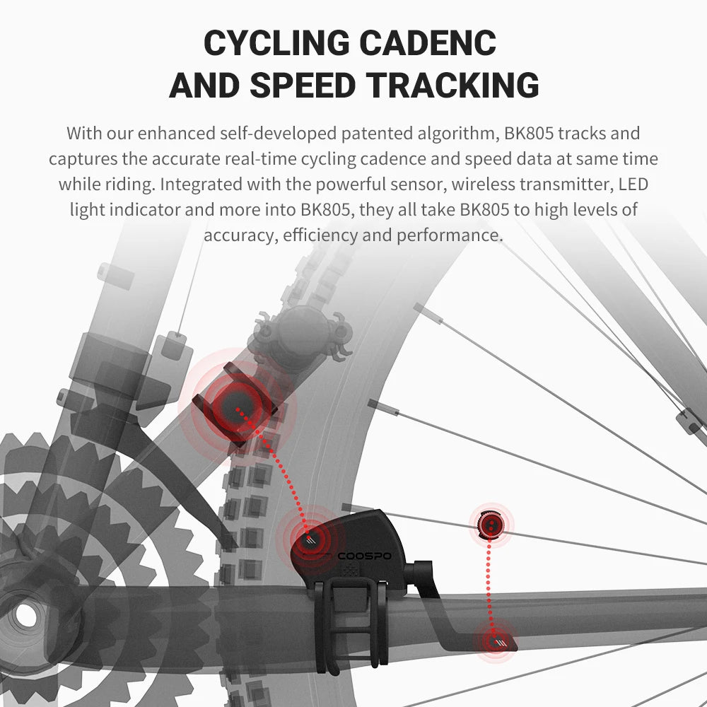 COOSPO Bicycle Speed and Cadence Sensor – Dual Sensor Bluetooth 5.0 and ANT+ Wireless, Waterproof, Compatible with Wahoo, Zwift, Garmin Etrex 30x