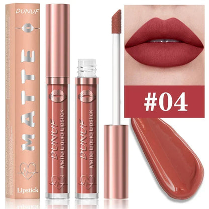 Matte Velvet Dark Red Brown Lip Gloss – Long-Lasting Waterproof Liquid Lipstick with Natural Moisturizer & Transparent Lip Oil