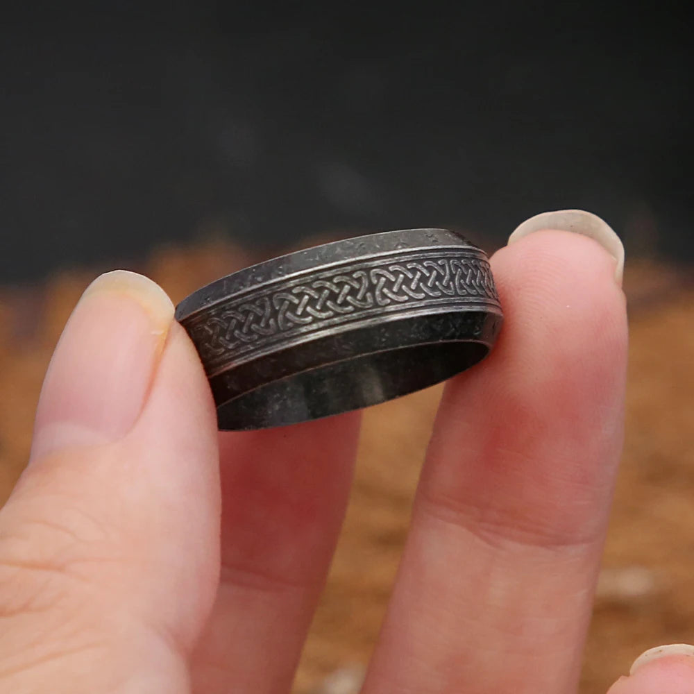 Fashion Vintage Viking Rune Ring – Stainless Steel Nordic Celtic Knot Amulet for Men & Women, Couple Jewelry