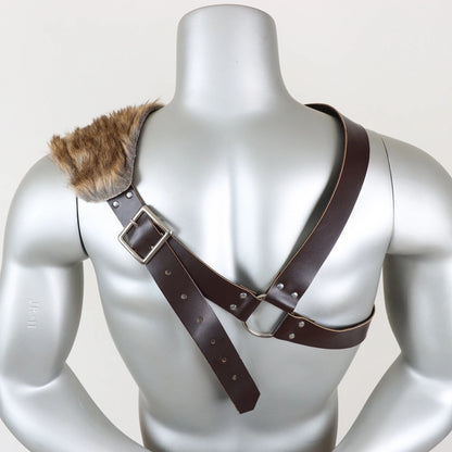 Medieval Knight Cosplay Belt Pouch – Double Layer Wide Faux Leather for Viking, Renaissance, and Pirate Costume Accessories