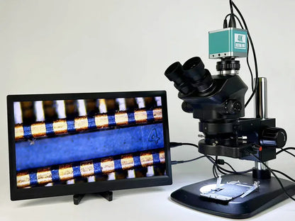 3.5-200X Simul-Focal Stereo Trinocular Microscope Set – 4K/2K/1080P HDMI VGA USB Camera, Clamp & Folding Extension Base
