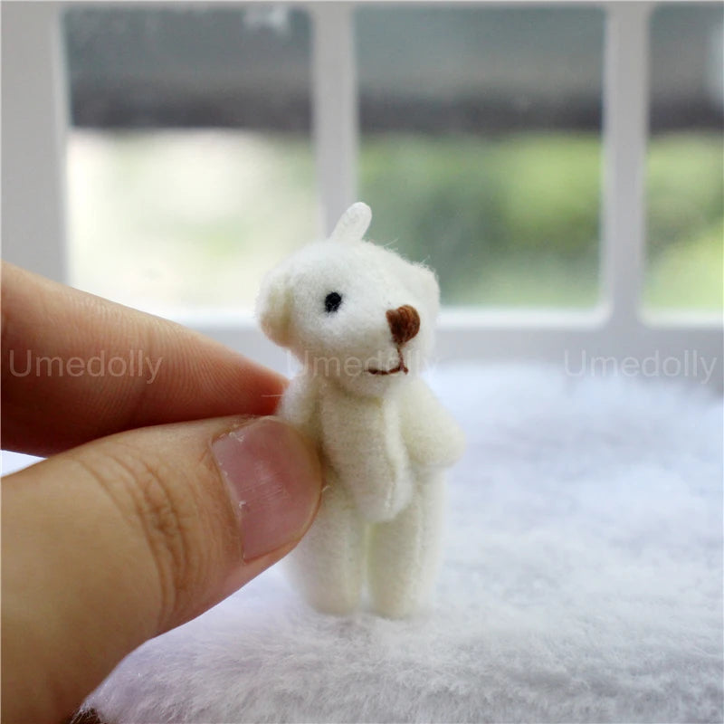 Miniature Bear & Rabbit Plush Toy — 1/6 & 1/12 Scale Dollhouse Decor for OB11 Blyth Dolls