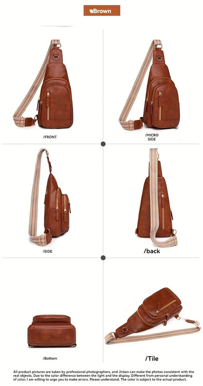 PU Women’s Chest Bag – Single Shoulder Crossbody Backpack with Large Capacity for Girls