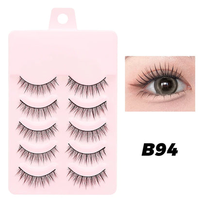 DINGSEN 5 Pairs Manga Style False Eyelashes — Soft, Natural, Long Anime Wispy Strip Lashes for Makeup