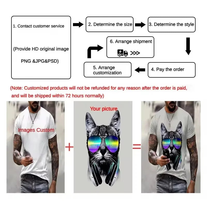 Custom 3D Print T-Shirt - Personalized Unisex Short Sleeve Summer Streetwear